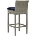 thumbnail image 3 of Modern Contemporary Urban Design Outdoor Patio Balcony Garden Furniture Bar Side Stool Chair, Rattan Wicker, Navy Blue Light Gray, 3 of 3
