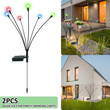 

Protoiya 2 Pack Solar Powered Firefly Lights Outdoor Starburst Swaying Solar Lights IP65 Waterproof Decorative Solar Path Lights Solar Garden Lights String Lights for Lawn Patio Landscape Yard