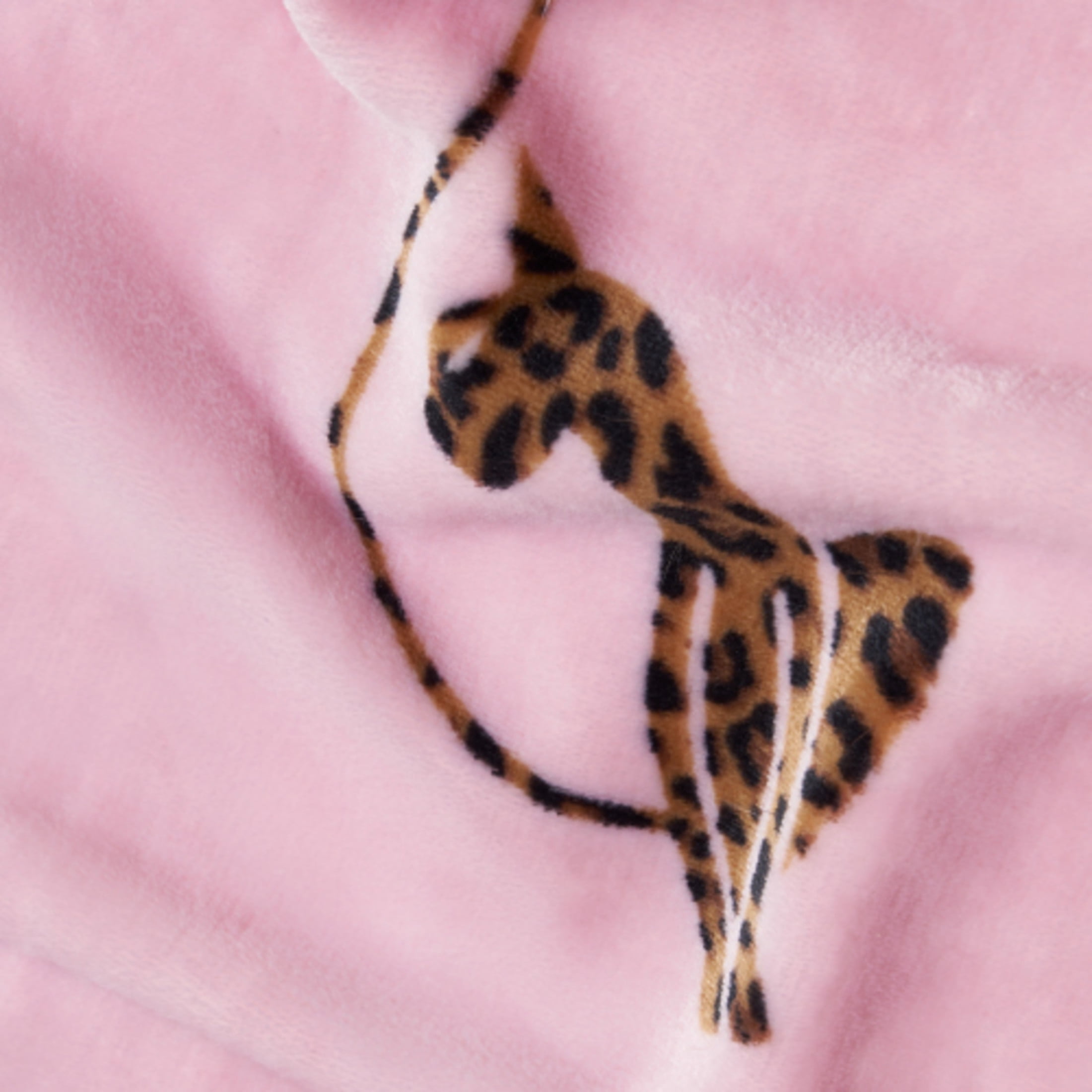 Baby Phat Oversized Plush Throw Blanket 60" x 70", Leopard Cats Tossed Logo Pink