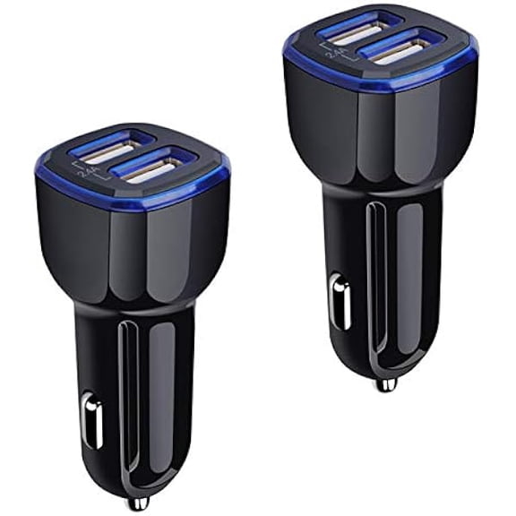 Quyaojz Car Charger, 2.4A 12W AndHot 2 Pack Mini Dual Port USB Car Charger Adapter Plug for iPhone SE 11 XR XS X 8 7 6S Plus, iPad, Samsung Galaxy S23 S22 S21 S20 S10 Note 20, LG, Android