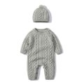 thumbnail image 2 of NOKIO Baby Boy Girl Knitted Sweater Romper Jumpsuit Hat , Toddler Baby Girls Boys Solid Spring Winter Long Sleeve Button Knit Sweater Romper Jumpsuit Hat Clothes Boys Striped Knit Sweaters, 2 of 9
