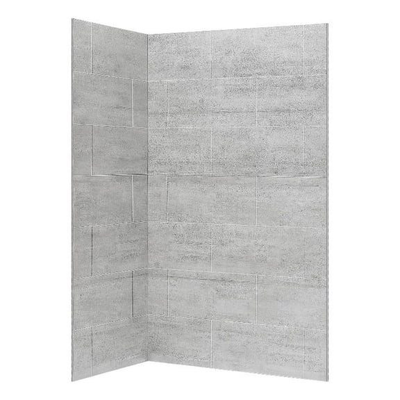 Pemberly Row Modern 32" x 48" Gray Tile Corner Shower Wall Panels