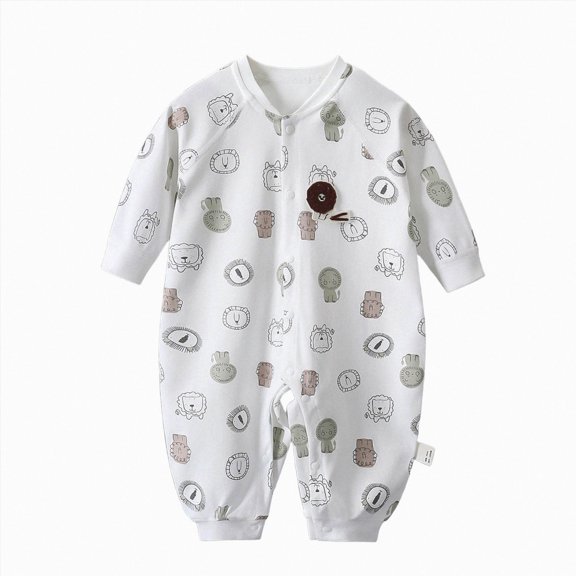Wonitaaizi Girls Soft Unisex Footless Newborn Baby Sleepers Pajamas Romper Long Sleeve (6-9 Months,White)