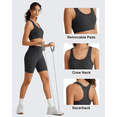 thumbnail image 5 of G4Free Ribbed Crewneck Sports Bras Padded for Women - Racerback Crop Tank Tops Workout Yoga Medium Impact, 5 of 7