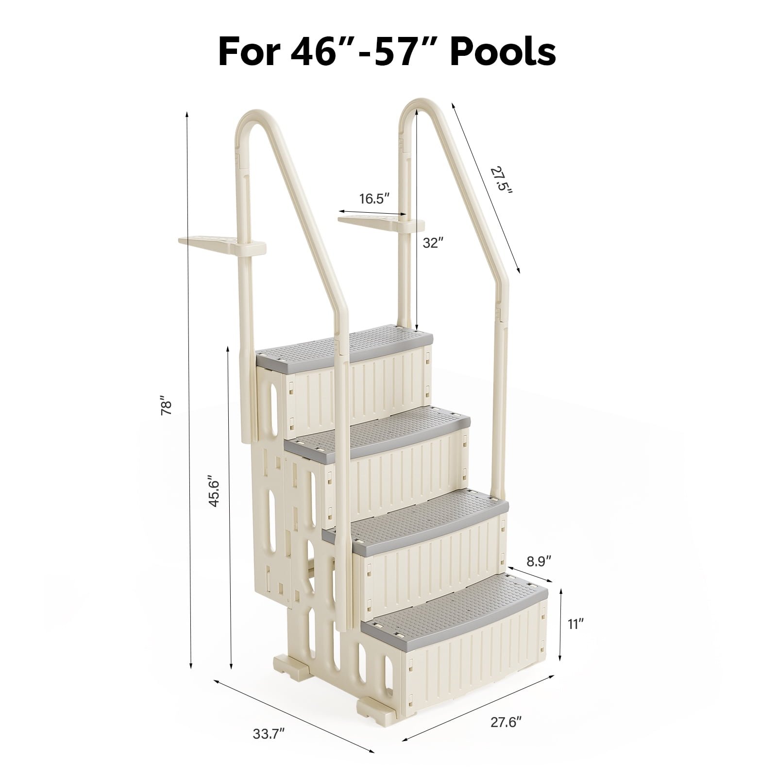 Zimtown 4-Step Above Ground Pool Ladder, Begie&Gray Plastic Entry Steps for Easy Pool Access