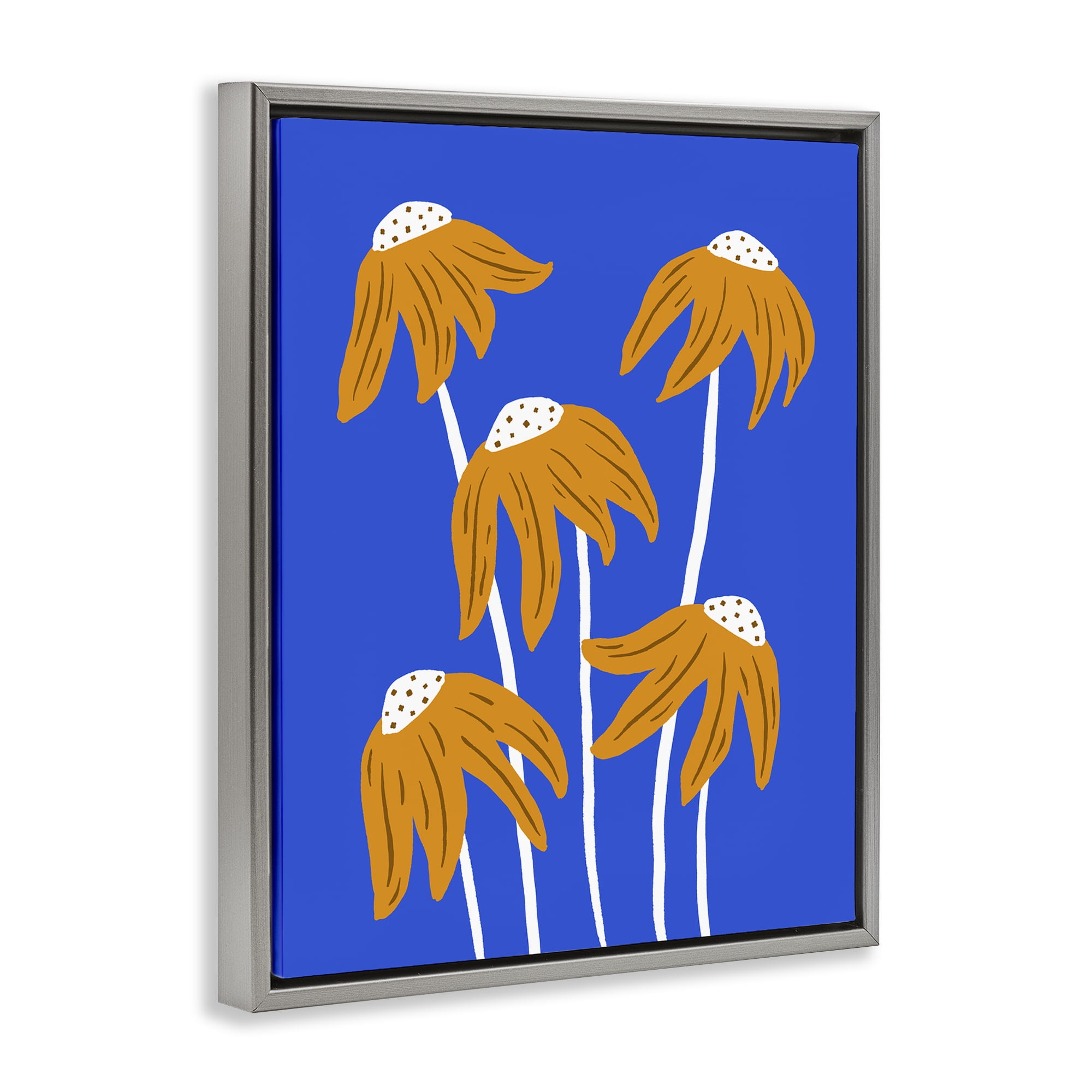 Stupell Industries Dried Sunflower Blooms Plants & Flowers Painting Gray Floater Framed Canvas Art Print Wall Art, 25 x 31