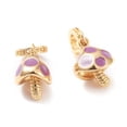 thumbnail image 2 of 10pc Brass Enamel European Dangle Charms Large Hole Pendants Long-Lasting Plated Mushroom Real 18K Gold Plated Mixed Color 20mm Hole: 5mm Flat Round:12.5x10x8.5mm, 2 of 3