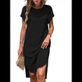 thumbnail image 3 of Vestido Midi de Verano para Mujer, Color Liso, con Abertura, Negro, Talla L, 3 of 9