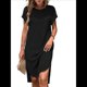 thumbnail image 3 of Vestido Midi de Verano para Mujer, Color Liso, con Abertura, Negro, Talla M, 3 of 9