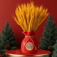 thumbnail image 4 of Chinese Bonsai Ornament Wheat Stalks & Red Berries Bouquet Simulation Flowers Bouquet with Good Luck Drawstring Bag Shaped Vase Fake Flowers Arrangement Table Decoration for New Year Party Home Decor, 4 of 6