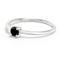 thumbnail image 3 of Gem Stone King 10K White Gold Black Diamond Solitaire Engagement Ring for Women (0.17 Cttw, Round 3.5MM, Gemstone April Birthstone, Size 9), 3 of 6