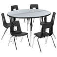 thumbnail image 2 of Flash Furniture Emmy 47.5" Circle Wave Flexible Laminate Activity Table Set with 18" Student Stack Chairs, Grey/Black, 2 of 12