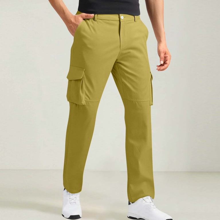 winter weight dress pants Mens Work Slim Fit Stretch Golf Cargo Pants Quick Dry Casual Comfy Trousers with Pockets Fall (XL, Yellow) wool retains heat when WK11-AW27 Floral Bridesmaid Dresses | Color:Red as Picture