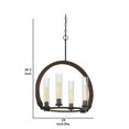 thumbnail image 5 of 60 X 4 Watt Wood and Metal Chandelier with Glass Shade, Brown and Bronze, 5 of 5