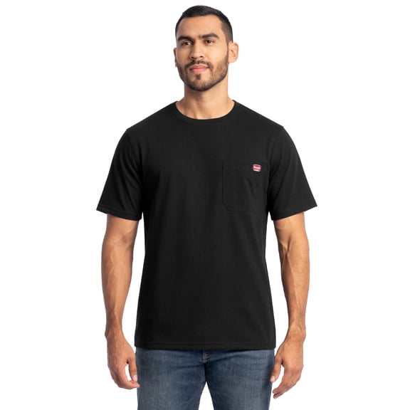 Wrangler Workwear Men's Short Sleeve Heavyweight Pocket Crew Work Shirt, size S-2XLT