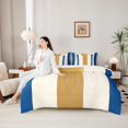 thumbnail image 5 of Homewish Vintage Vertical Lines 7-Piece King Bedding,Contemporary Stripe King Bed in a Bag,Blue,Reversible, 5 of 8
