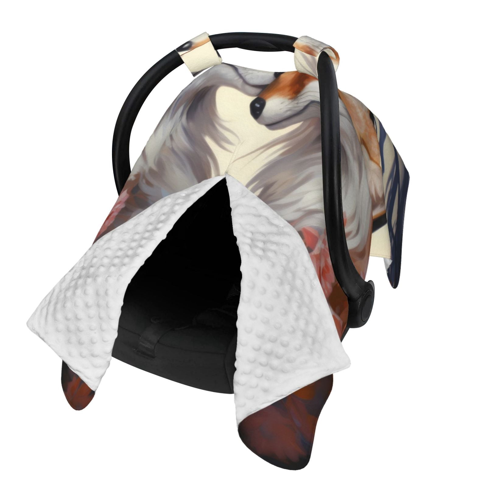 Naloa Romantic Flower Fox Baby Car Seat Cover, Breathable Baby Carrier Cover, Multiuse Baby Carrier Cover & Nursing Breastfeeding Cover