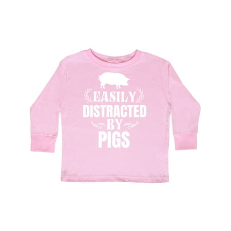 

Inktastic Easily Distracted by Pigs Gift Toddler Boy or Toddler Girl Long Sleeve T-Shirt