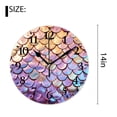 thumbnail image 2 of 14 Inch Wall Clock Battery Operated Silent Clock Decorative for Office, Kitchen, Outdoor, Living Room，Mermaid Scale Fish Scales with Golden Glitter Print Painting, 2 of 4
