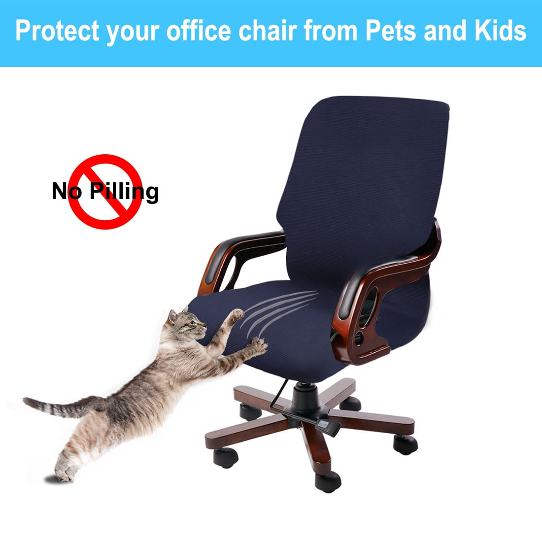 Unique Bargains Stretch Jacquard Office Room Chair Slipcover Navy Blue