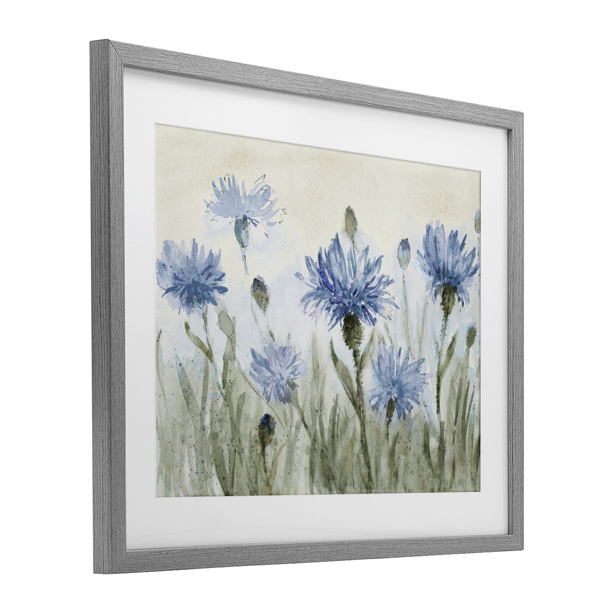 Stupell Industries Blue Cornflowers Meadow Gray Framed Print Under Glass, design by Lanie Loreth