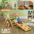 thumbnail image 4 of Qaba Ensemble Triangle Pikler, Jouets d'Escalade 3 en 1 pour Tout-Petits, Bois Naturel, 4 of 10