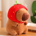 thumbnail image 3 of Cute Capybara Plush Toy Kawaii Fluffy Capibara With Turtle Bag Strawberry Cap Stuffed Animals Kids Birthday Gift Home Decoration, 3 of 5