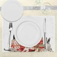 thumbnail image 3 of Ambesonne Christmas Place Mats Set of 4, Funny Pets Gifts Photo, Standard Size, White Brown and Red, 3 of 6
