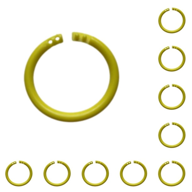 Inteprter 10 piezas de artículos limpios y ordenados-anillos de carpeta de hojas sueltas para tarjetas documentos de papel y álbumes de amarillo diámetro 27mm 10Conjunto