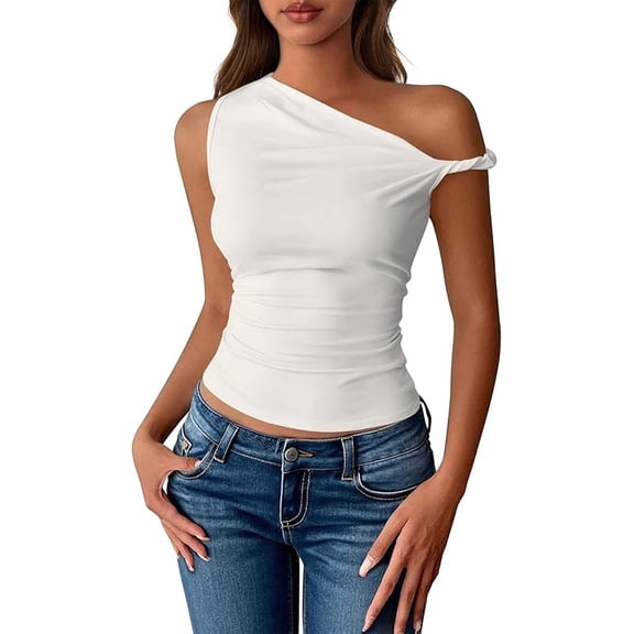FreshPretty Off The Shoulder Tops for Women Cute Summer Casual Sleeveless Slim Fit y2k Spring Outfits Going Out Tank Top