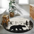 thumbnail image 4 of Rustic Bear Round Area Rug 4 FT, Non Slip Indoor Outdoor Rug, Vintage Country Wildlife Forest Mountains Washable Soft Circular Carpet Non-Shedding Floor Mat for Coffee Table Nursery Foyer Balcony, 4 of 8