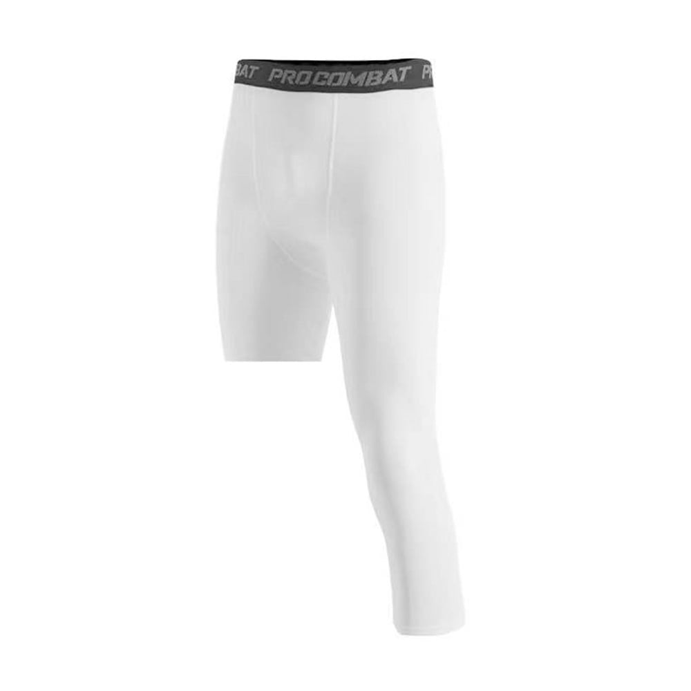 Lollanda Men One Leg Compression Pants 3/4 Capri Tights Athletic Basketball Leggings Workout