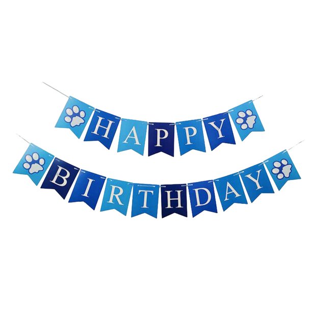 Decoración de pancarta para fiesta de cumpleaños de perro, crea un ambiente festivo para la pared de la ventana. azul
