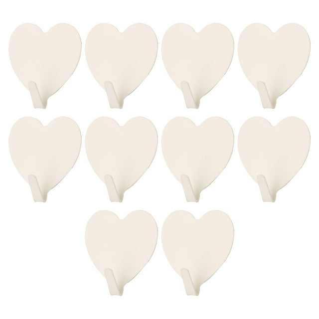 Wosthever Ganchos de pared multiusos de 10 piezas: adecuados para todos los entornos Fácil de instalar Gancho lindo en forma de corazón Decoración del hogar blanco