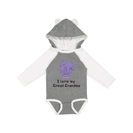 

Inktastic I Love my Great Grandma Elephant Gift Baby Boy or Baby Girl Long Sleeve Bodysuit