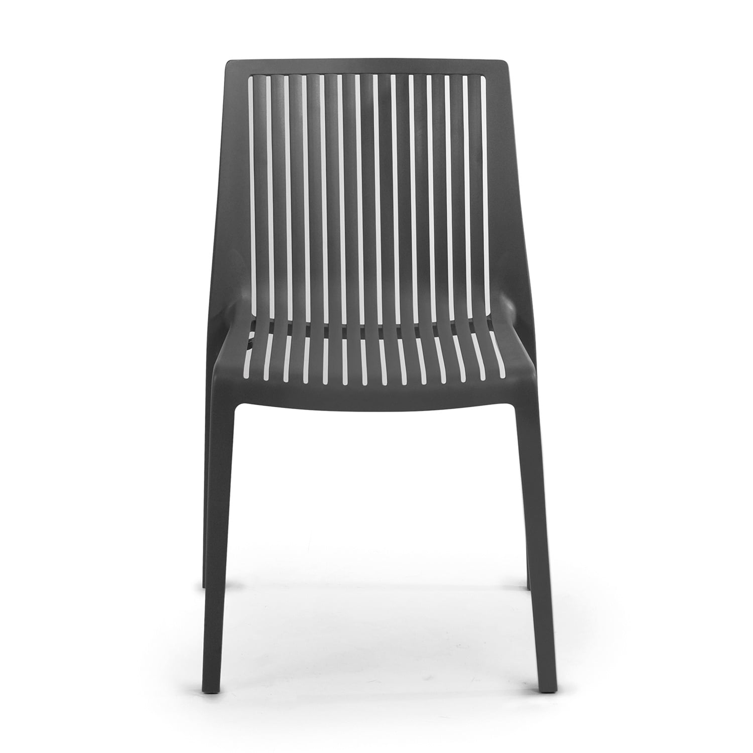 WRGHOME Ravenna Modern Outdoor/Indoor Plastic Resin Stacking Patio Dining Chairs  (Set of 2) - ANTHRACITE