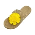 thumbnail image 3 of Willtoo Cute Linen Daisy Flip Flops For Women Thong Sandals Slides Summer Premium Comfort Slippers Arch Support Yoga Mat Footwear, 3 of 5