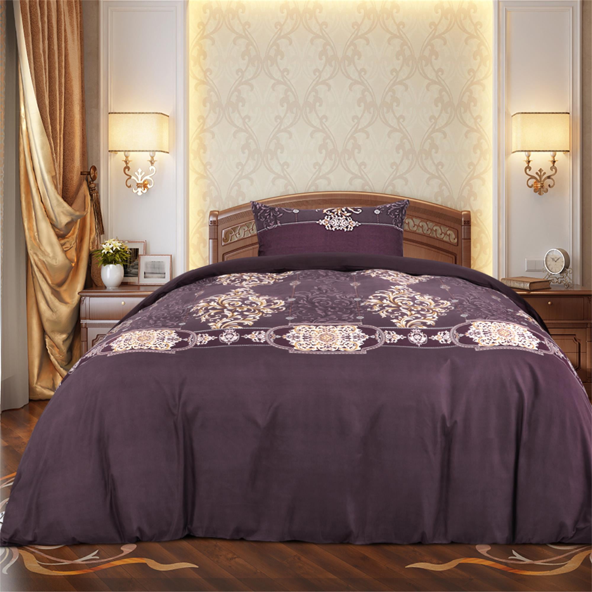 PiccoCasa Twin Size Purple Soft Duvet Cover Set (No Duvet) Reversible