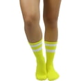 thumbnail image 4 of ToBeInStyle Women's Acrylic Ankle High w/ Striped Top Athletic Socks - Neon Yellow/White, 4 of 6