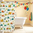 thumbnail image 3 of Erosebridal Cartoon Car Shower Curtain 72Wx84L, Automobile Bathroom Shower Curtain, Yellow White, 3 of 5
