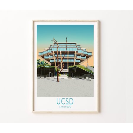 POSTER Graduation Geisel Library, San Diego Geisel Library Poster, University Campus Wall Art, La jolla Poster, UCSD, Graduating Gifts-UNFRAMED