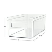 Mainstays Medium Clear Plastic Pantry Storage Organizer Bin with Handles, 12 in x 6 in x 4 in