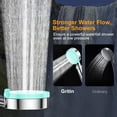 thumbnail image 2 of Gritin Shower Head, High Pressure Shower Heads Upgraded Filter for Hard Water-5 Spray Modes Powerful Handheld Showerhead with Pause Switch, Water Saving Bathing for Residual Chlorine Remove-Blue, 2 of 8