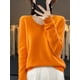 thumbnail image 2 of Suéter de mujer 100 % lana merino, cuello en V, manga larga, jersey básico de otoño e invierno, prendas de punto de cachemira, ropa cálida para mujer, 2 of 5