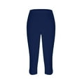 thumbnail image 6 of Capri Pants for Women, Xunlbb 2PCWomen's Summer High Waisted Solid Color Capris Matching Slim Fitting Yoga Gym Pants(Navy,S), 6 of 7
