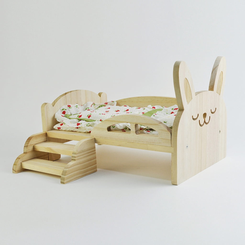 Zeiwohndc Wood Platform Cage Bed Hamster Sleeping Bed Cage Decors Small Animals House