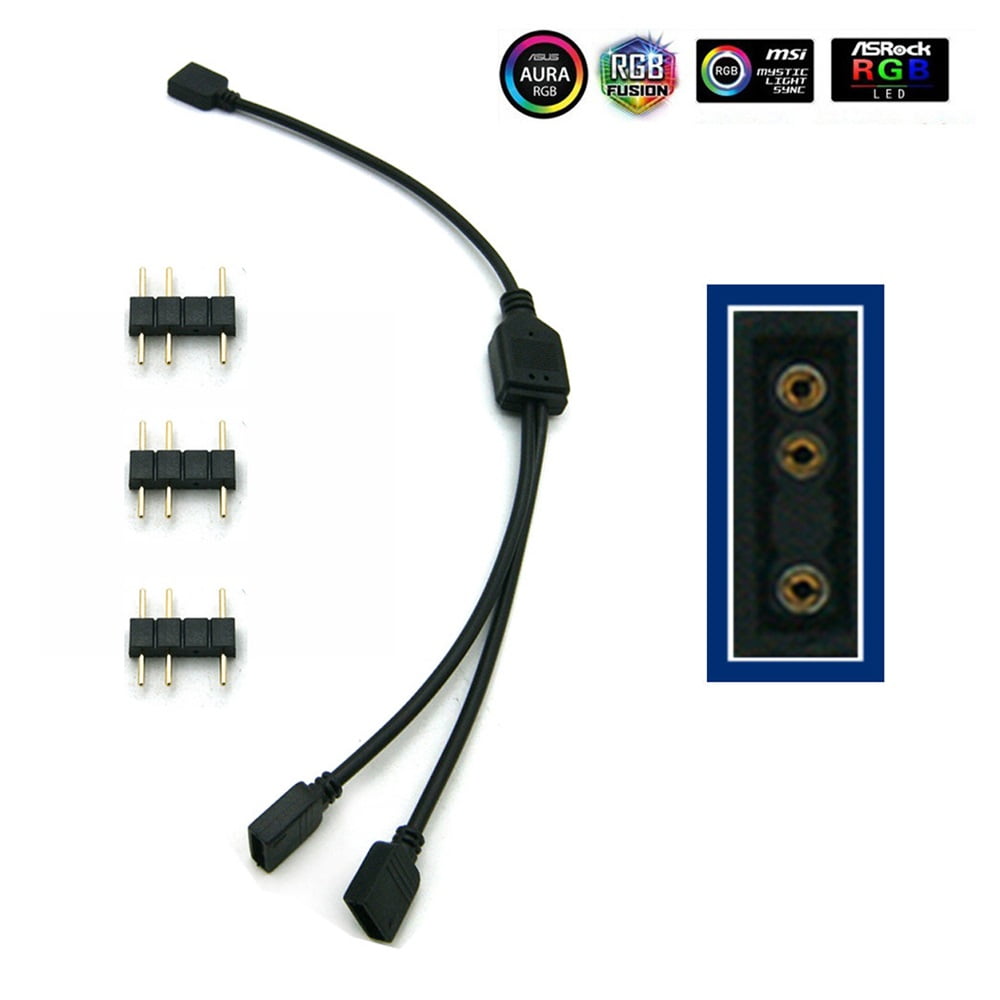 5V Wire Splitter 3 Pin Extension Cable RGB 1 to 2 Ports Connector for  Computer Fan Motherboard AURA RGB LED Tape Light - Walmart.com