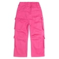 thumbnail image 2 of KIDSCOOL SPACE 8-Pocket Girls Wide-leg Denim Pants, 5-14T Ribbed Elastic Waist with D-ring Loops Cargo Jeans,Pink,4-5 Years, 2 of 7