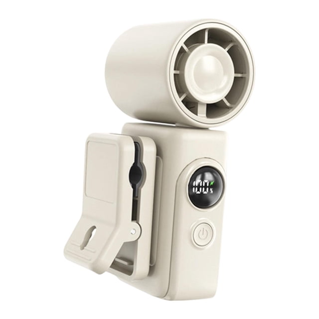 Ventilador portátil con clip, 4 velocidades de viento ajustables, resistente, ideal para oficina, dormitorio y hogar. Blanco beige
