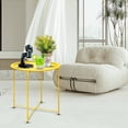 thumbnail image 6 of Folding Tray Metal Side Table Yellow Round End Table Cyan Sofa Small Accent Fold-able Table, Round End Table Tray, Next to Sofa Table, Snack Table for Living Room and Bed Room, 6 of 9